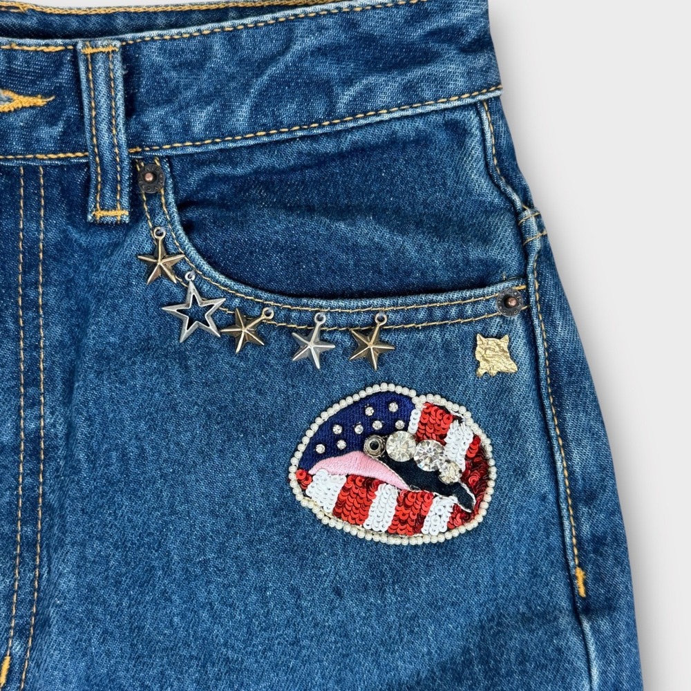 Marc Jacobs $500 NWT Bright Blue Jeans Sequin Mermaid Charms Beaded 26 - Picture 13 of 16